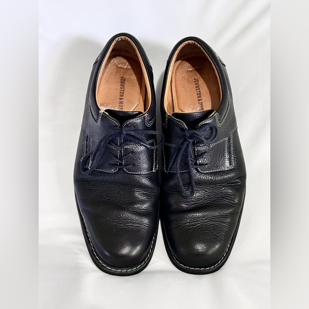 JOHNSTON &‎ MURPHY Men’s Black Sheepskin Leather Lace Up Loafers Size 11.5